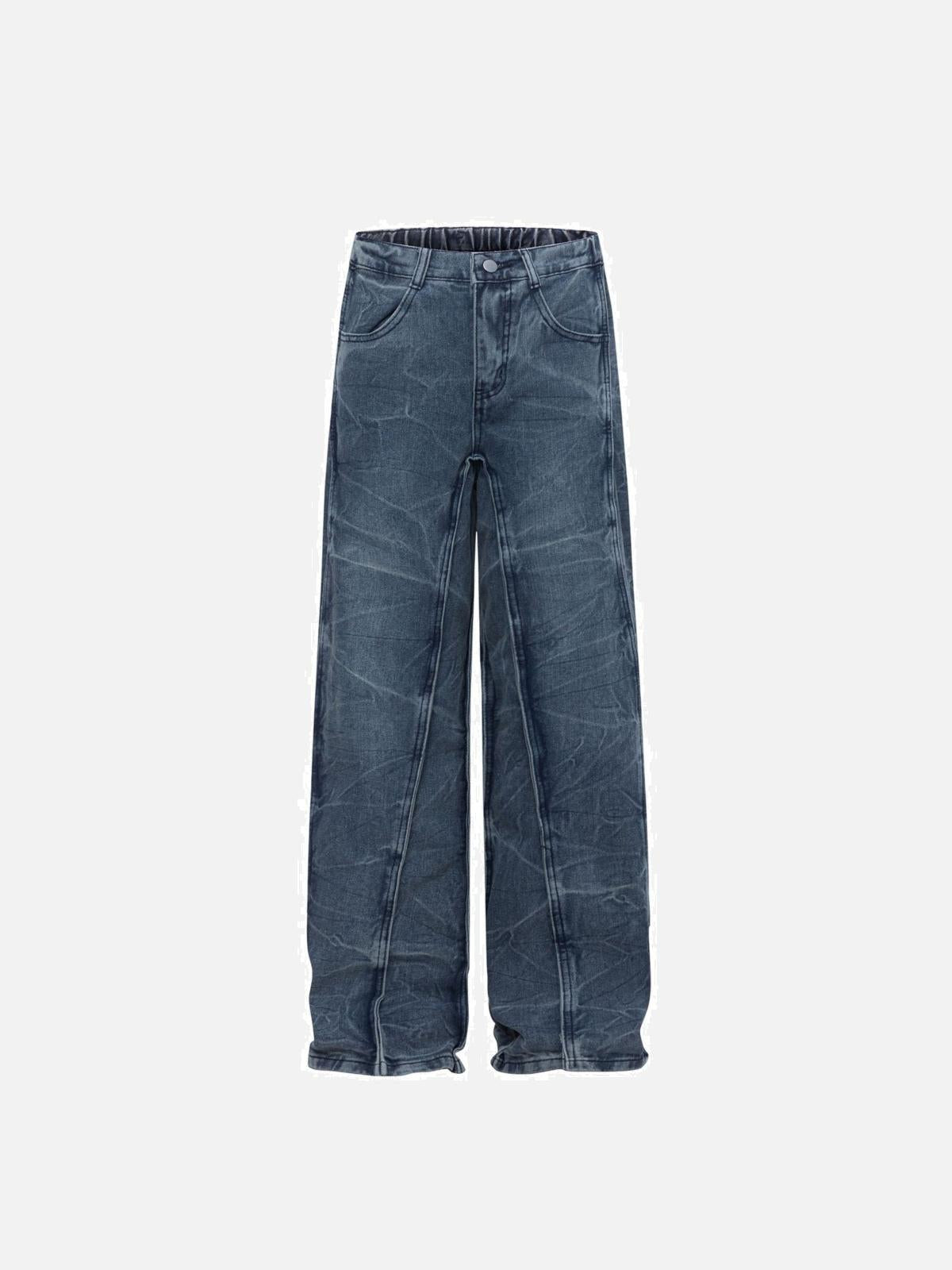 Vintage Washed Irregular Stitching Jeans