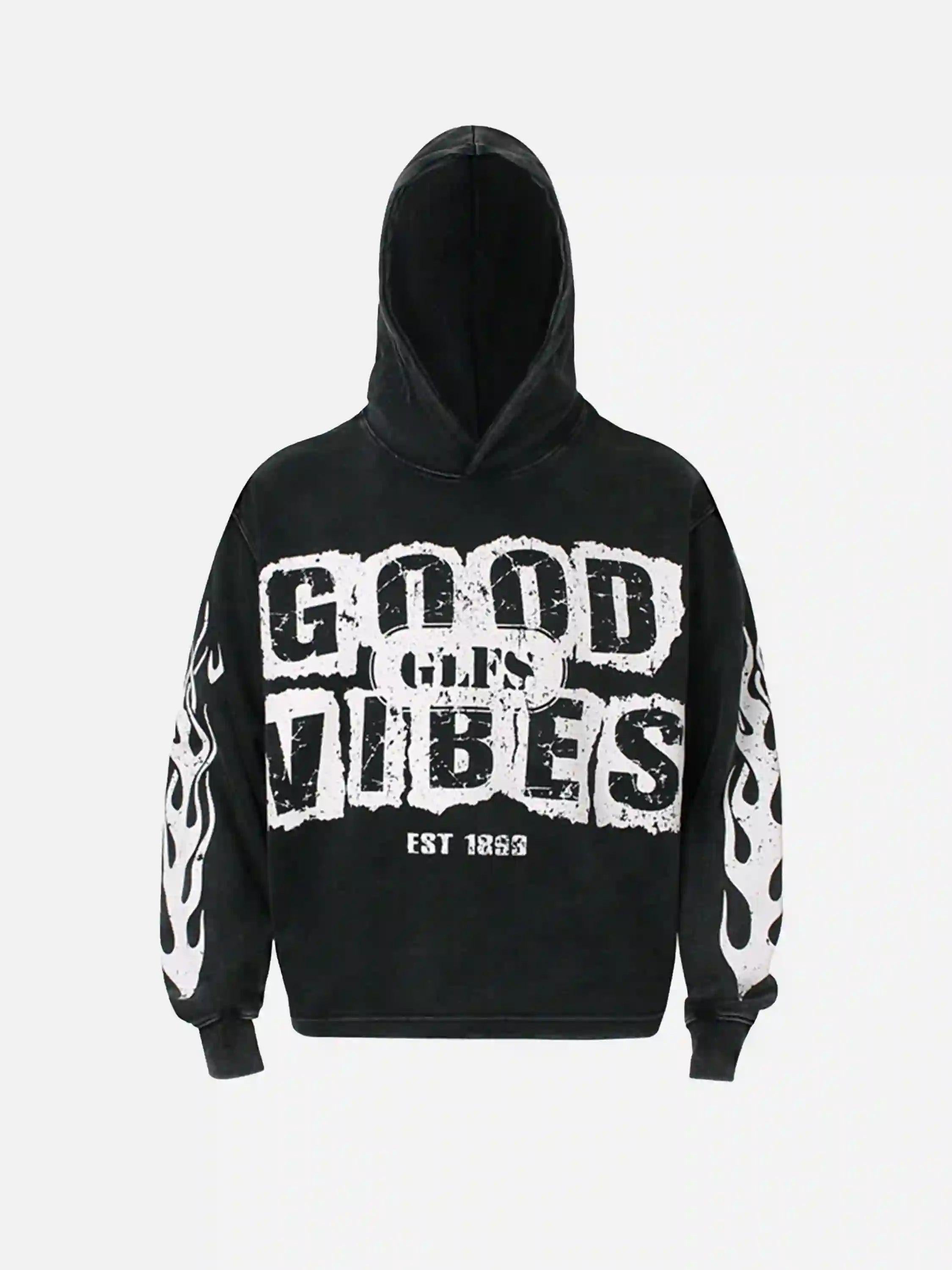 Vintage Washed Letter Print Hoodie