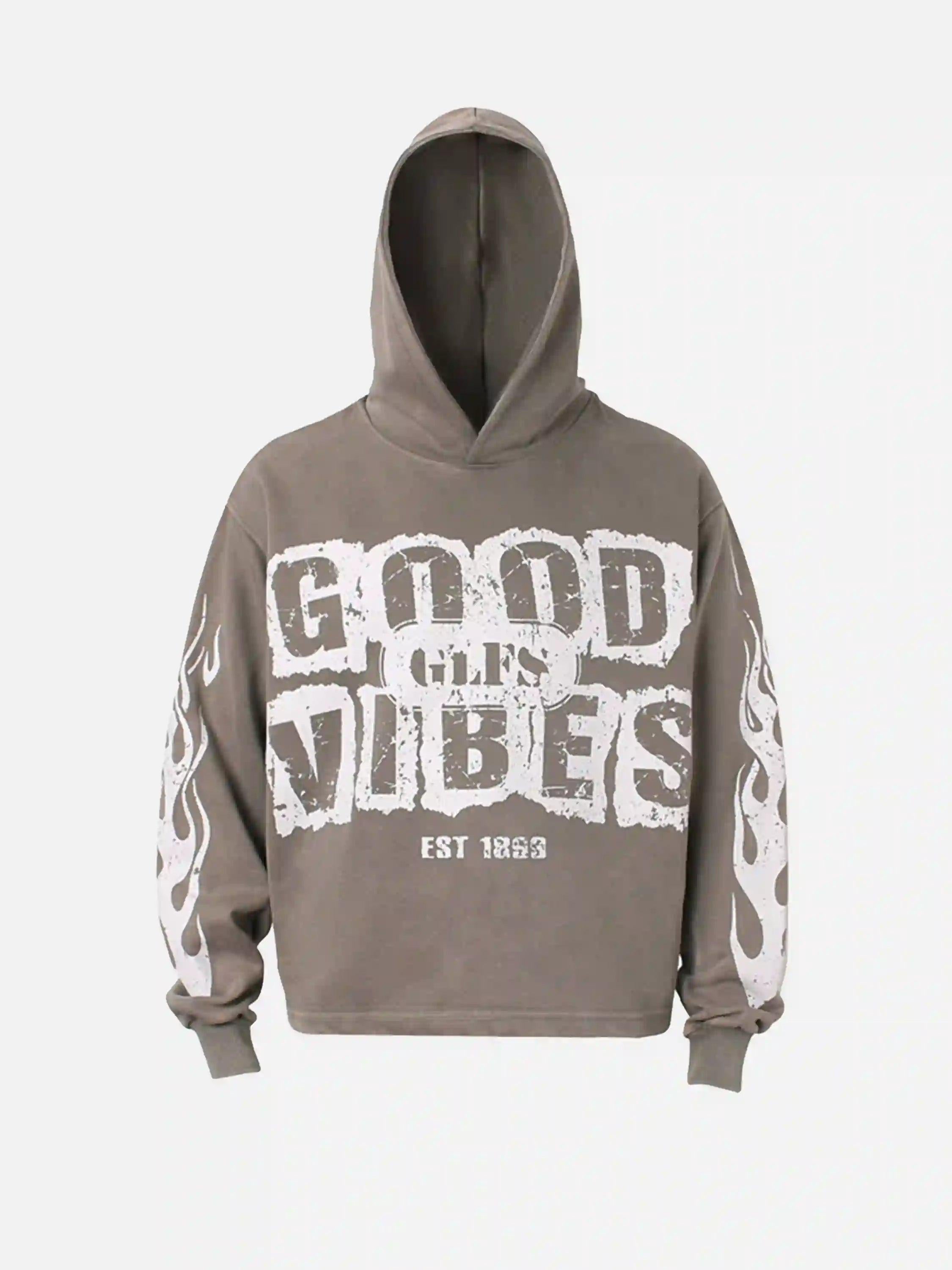 Vintage Washed Letter Print Hoodie