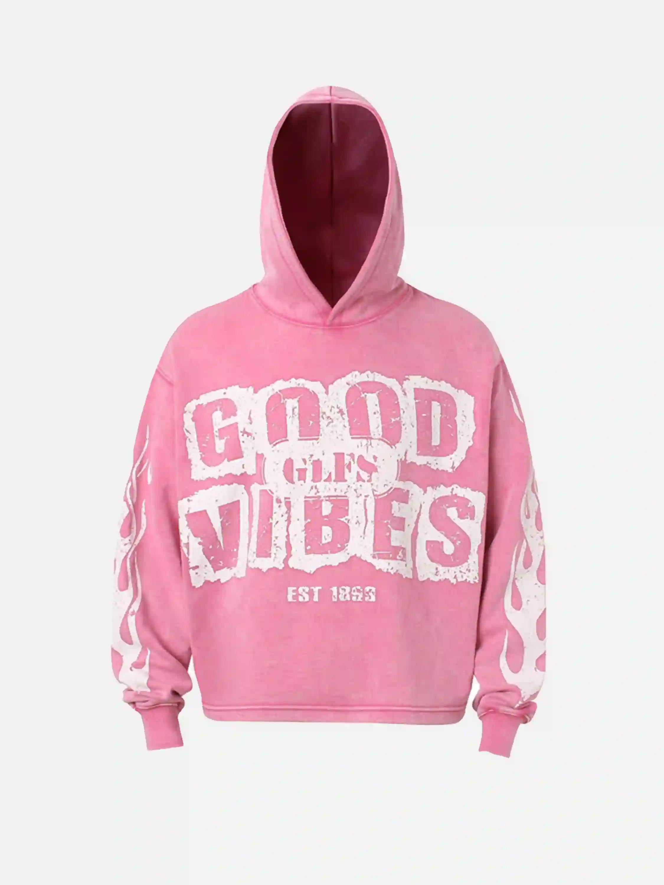 Vintage Washed Letter Print Hoodie