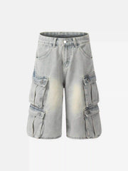 Vintage Washed Loose Wide-Leg Denim Jorts
