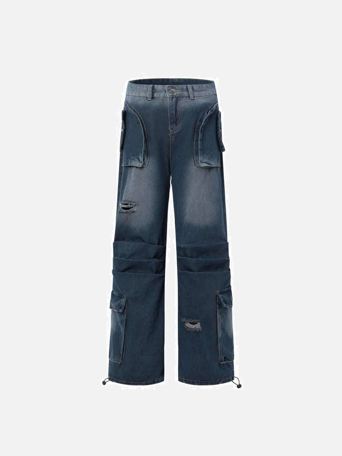 Vintage Washed Multi-Pocket Jeans