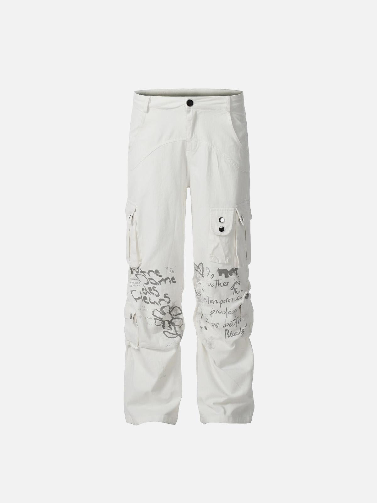 Vintage Water-Slurry Print Cargo Pants