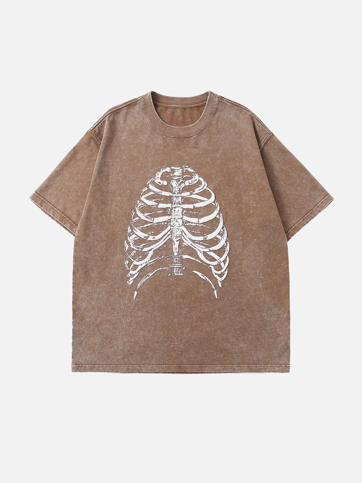 Washed Body Skeleton Print Tee
