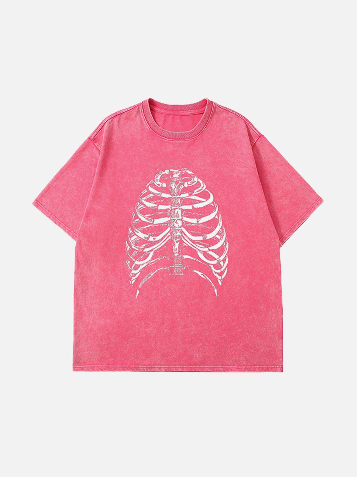 Washed Body Skeleton Print Tee