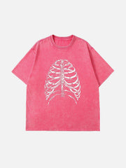 Washed Body Skeleton Print Tee