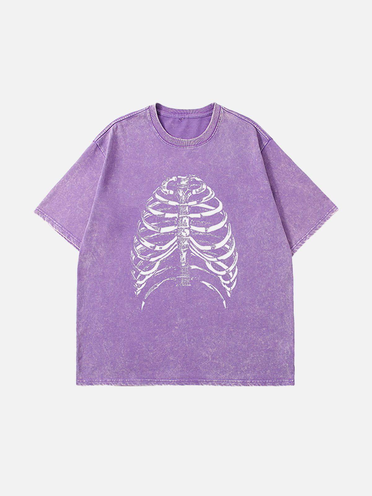 Washed Body Skeleton Print Tee