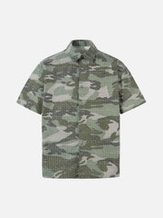 Washed Brushed Camouflage Short Sleeve Shirt