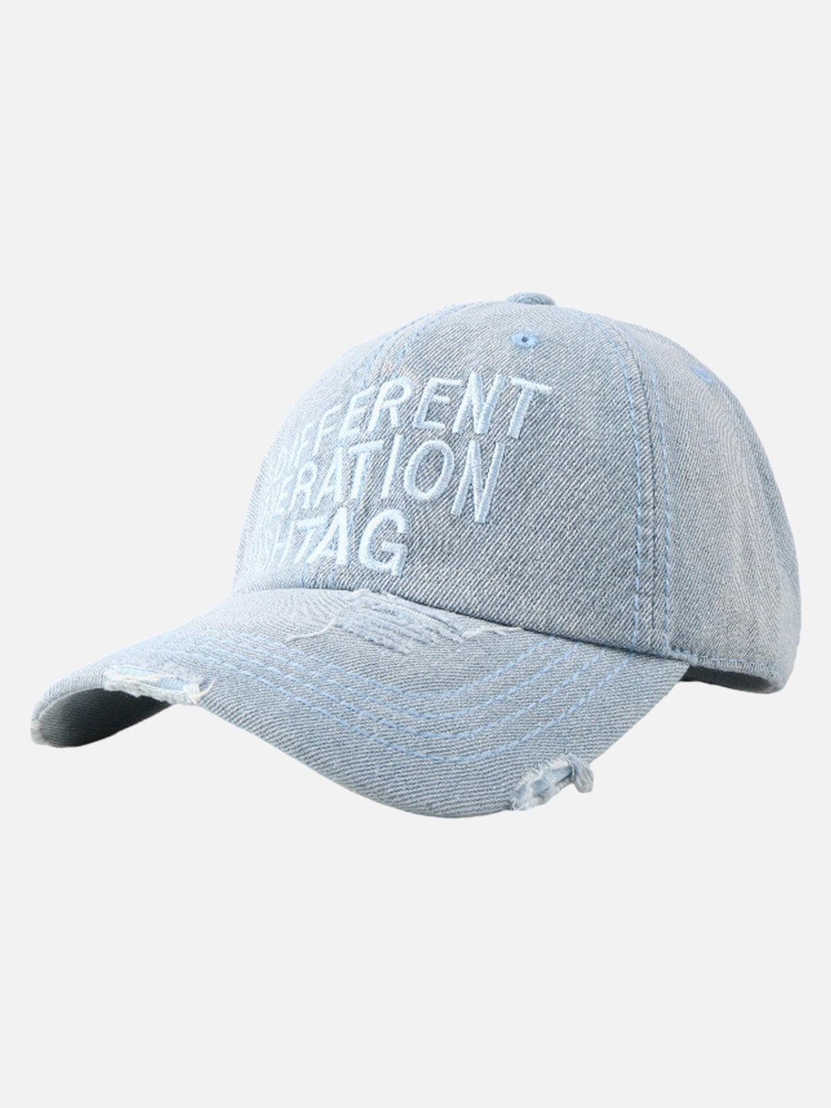 Washed "DIFFERENT GENERATION" Denim Baseball Cap