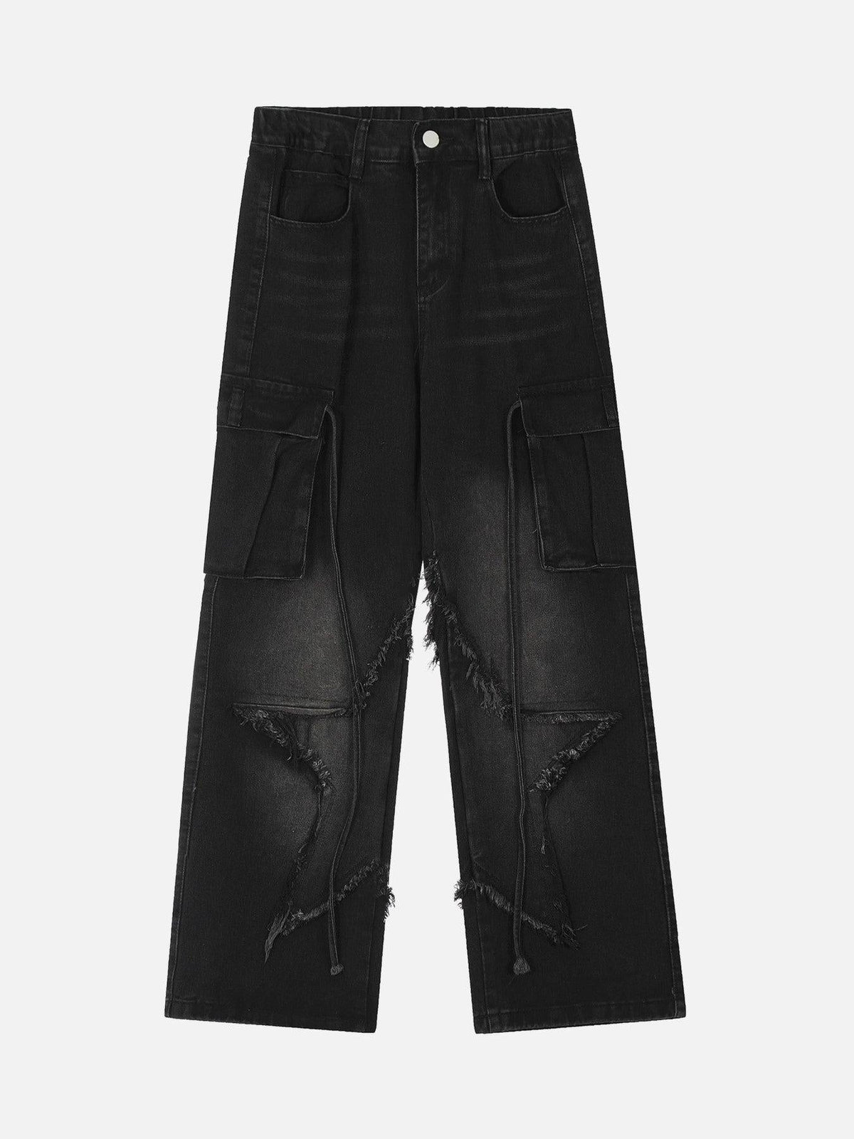 Washed Distressed Star Jeans