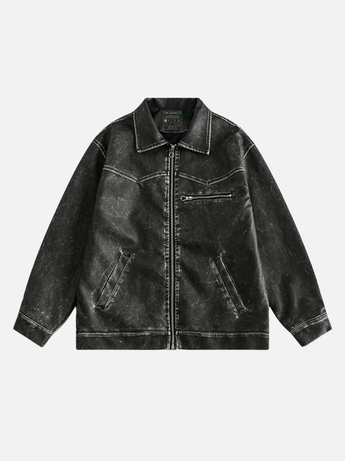 Washed Faux Leather Jacket