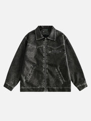 Washed Faux Leather Jacket