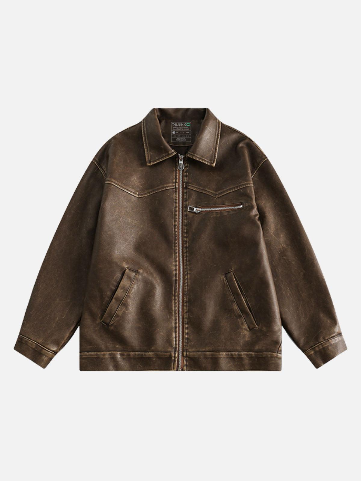 Washed Faux Leather Jacket