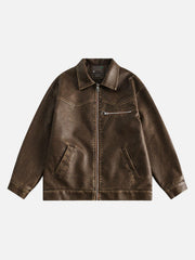 Washed Faux Leather Jacket