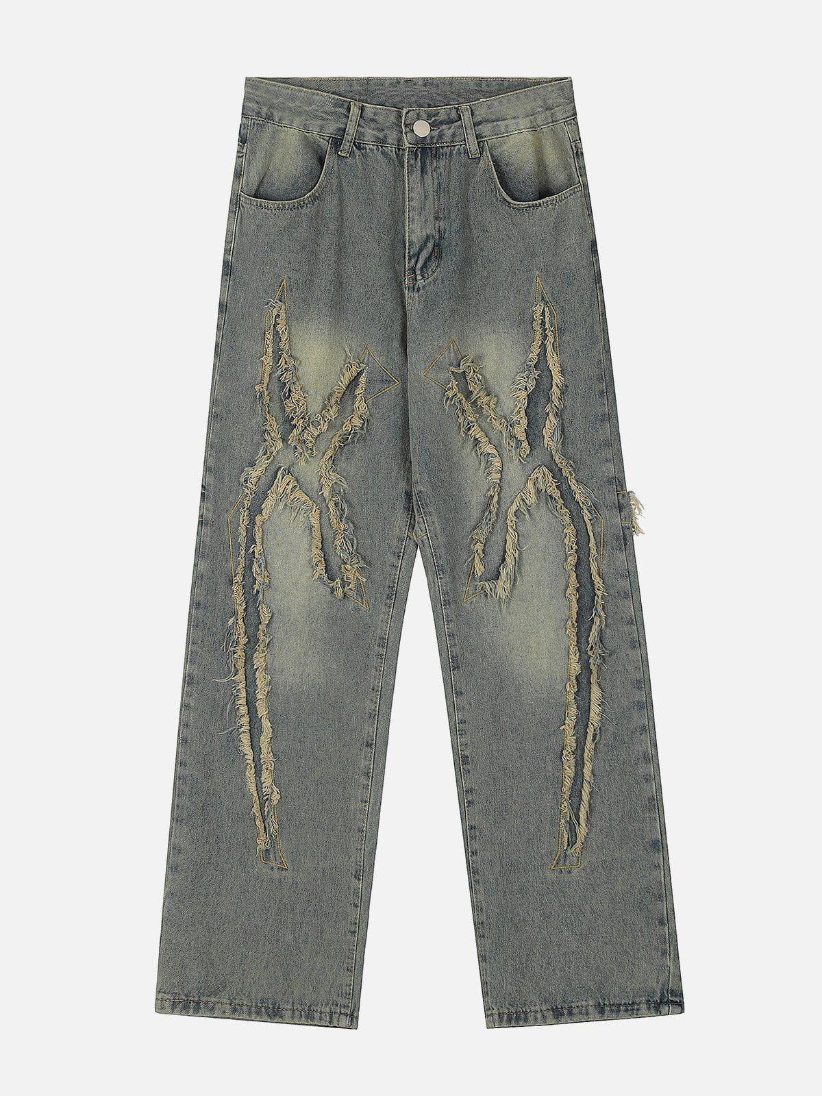 Washed Fringe Jeans