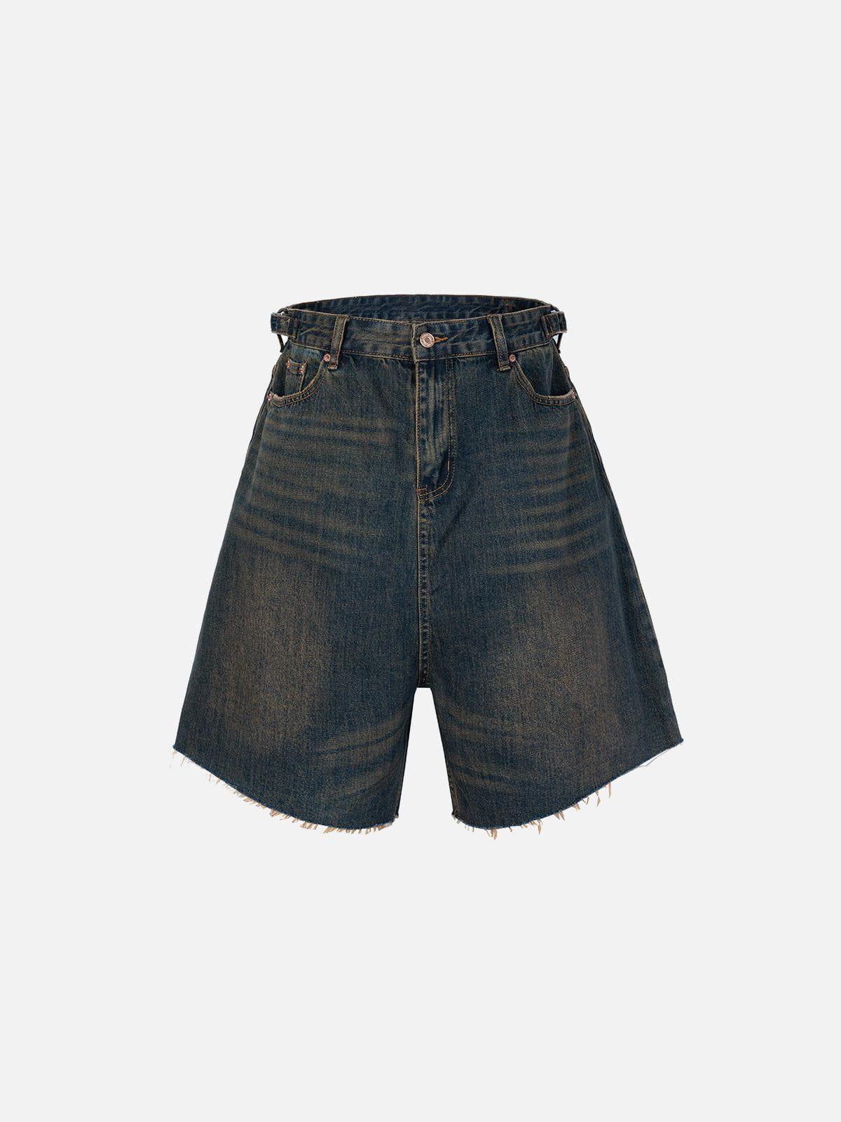 Washed Fringe Denim Jorts