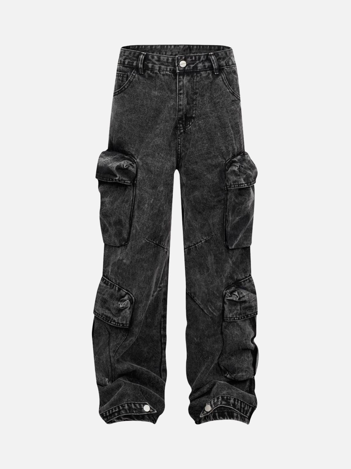 Washed Multi-Pocket Cargo Jeans