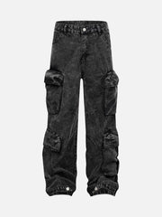 Washed Multi-Pocket Cargo Jeans
