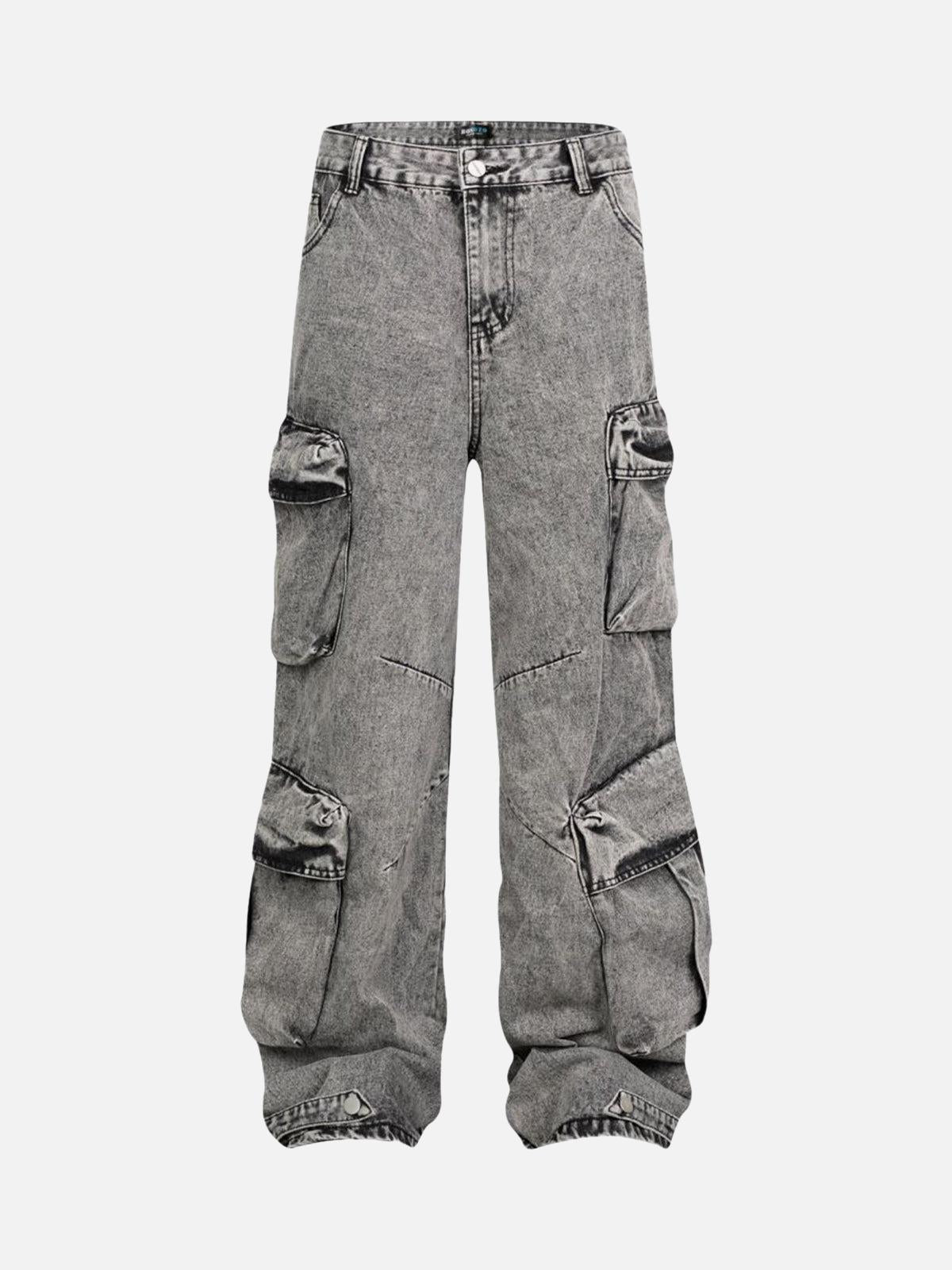 Washed Multi-Pocket Cargo Jeans