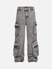 Washed Multi-Pocket Cargo Jeans