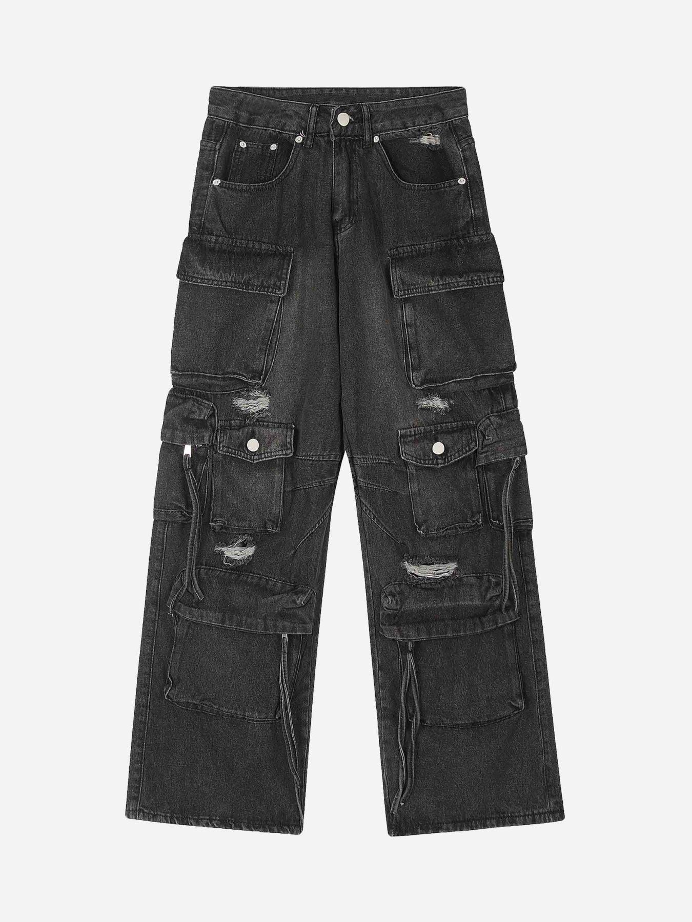 Washed Multi-Pocket Work Jeans