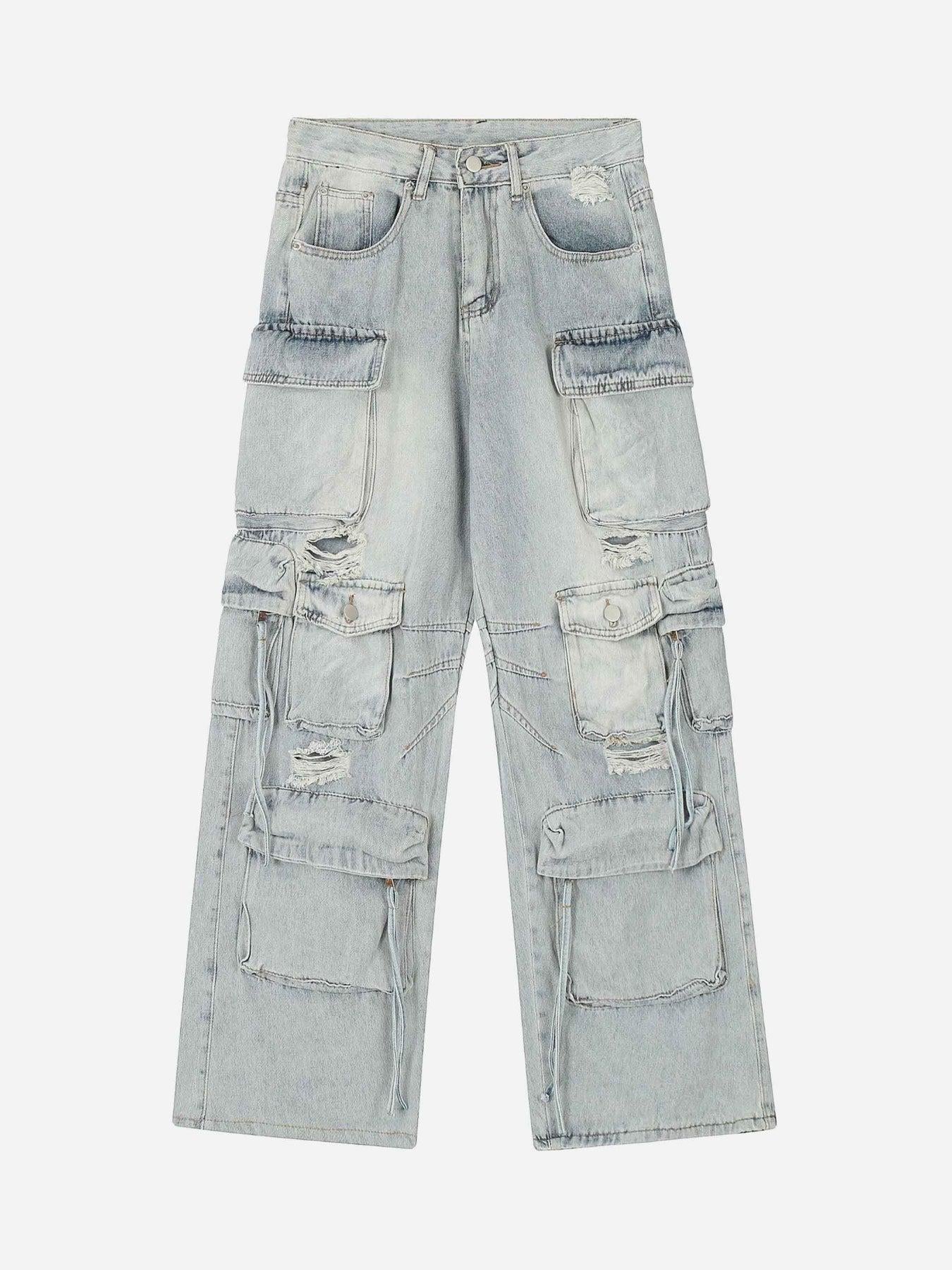 Washed Multi-Pocket Work Jeans