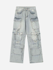 Washed Multi-Pocket Work Jeans