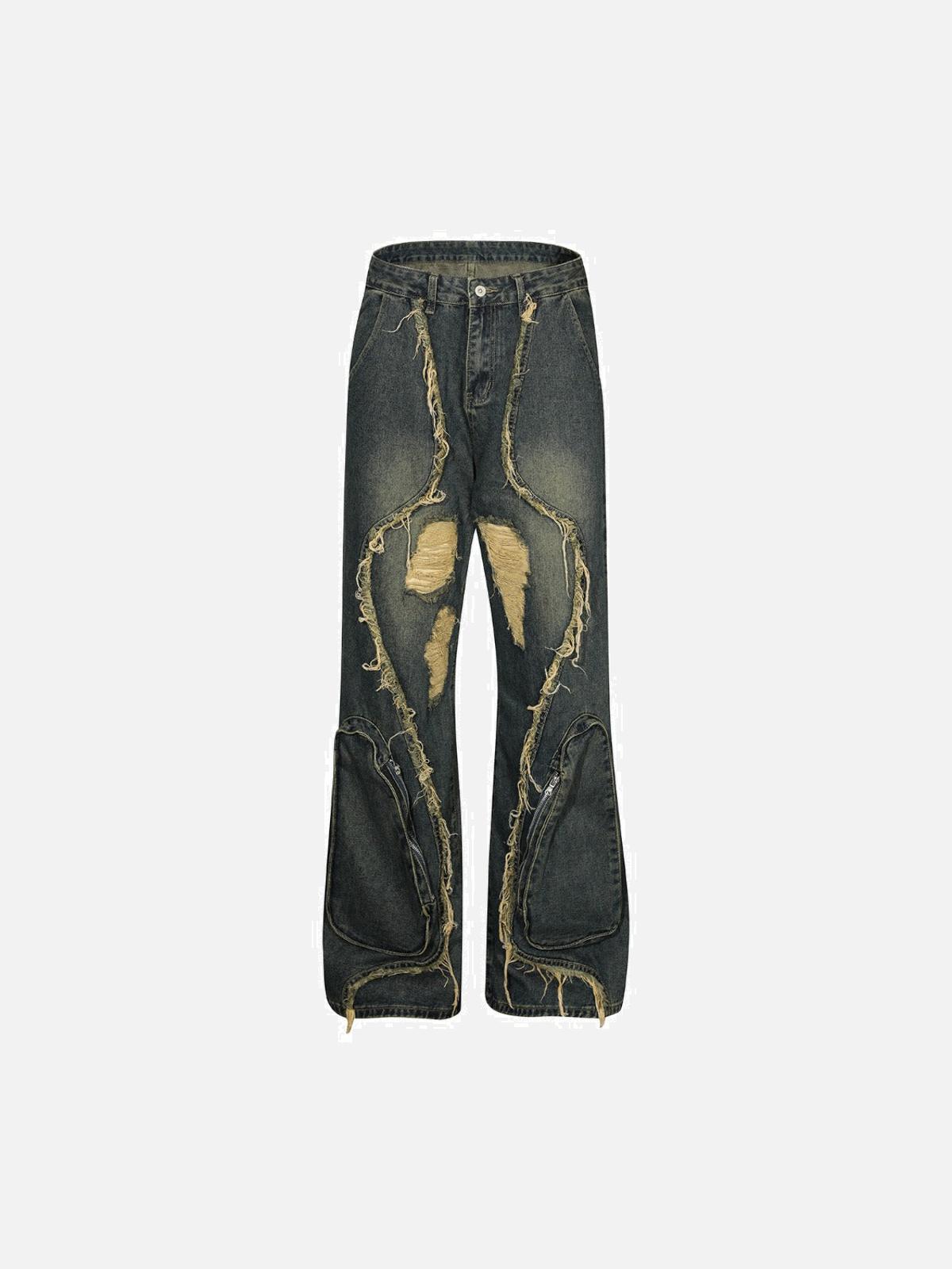 Washed Paneled Jeans