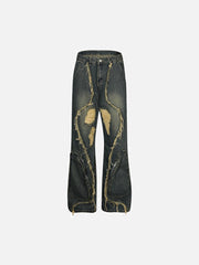 Washed Paneled Jeans