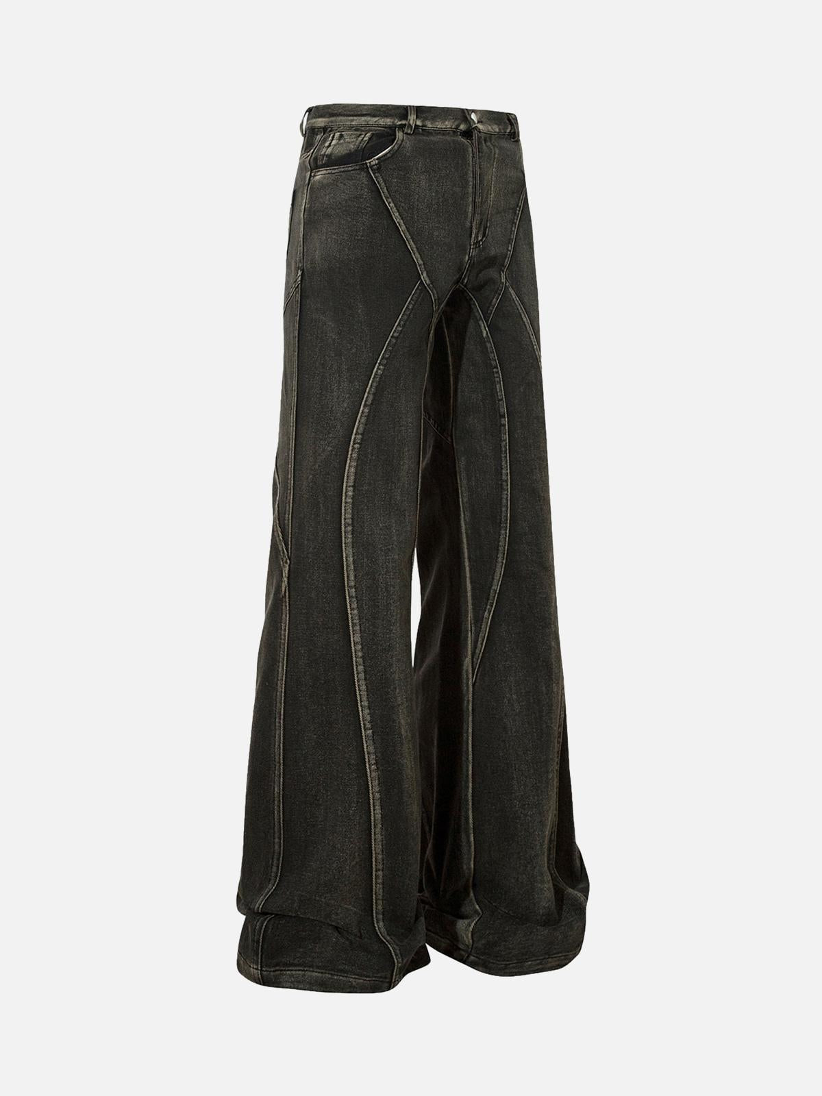 Washed Split Design Hip-Hop Horn Jeans