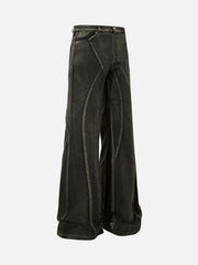 Washed Split Design Hip-Hop Horn Jeans