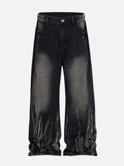 Washed Stained Wide-Leg Jeans