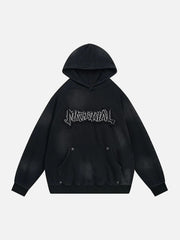 Wasteland Washed Patched Embroidered Hoodie