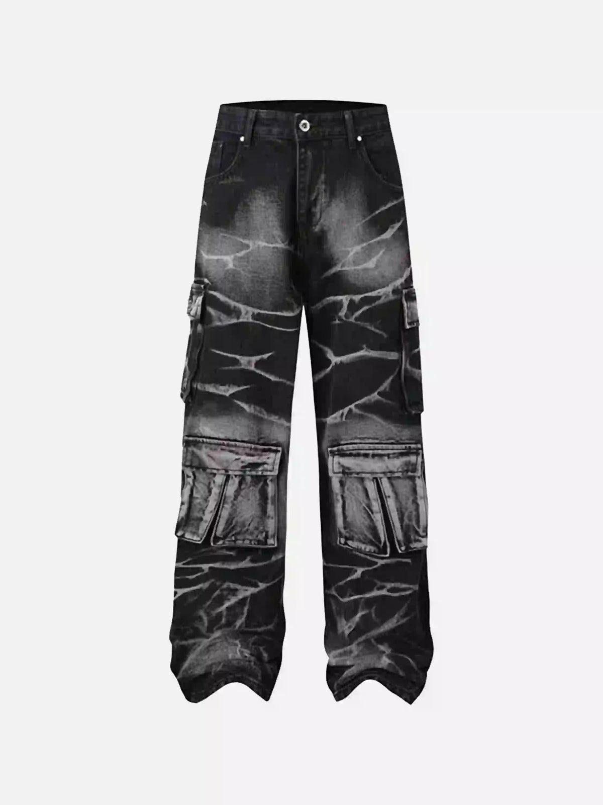 Water Ripple Multi-Pocket Cargo Jeans