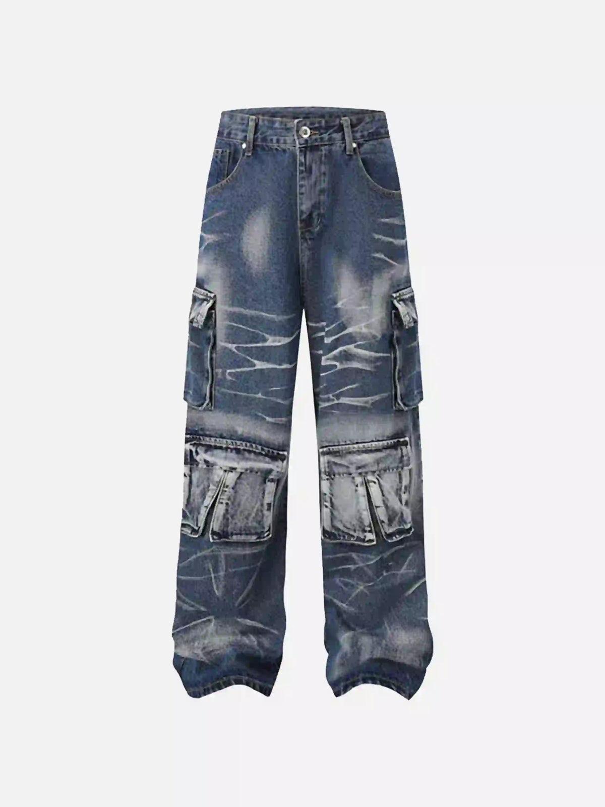 Water Ripple Multi-Pocket Cargo Jeans