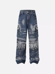 Water Ripple Multi-Pocket Cargo Jeans