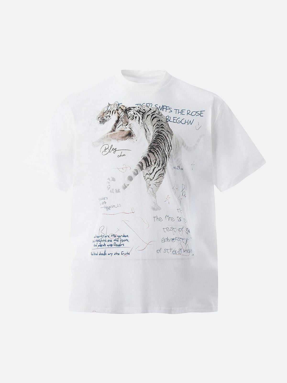 White Tiger Print T-Shirt