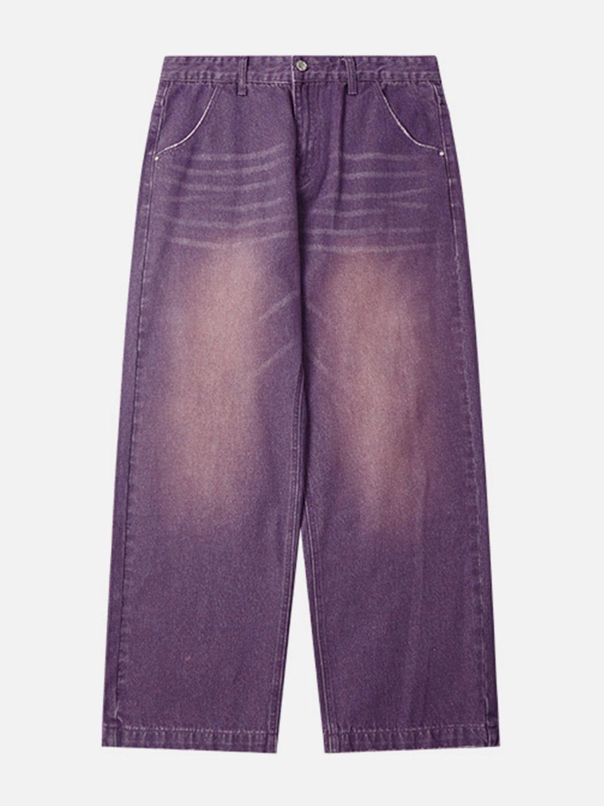 Wide-Leg Washed Jeans