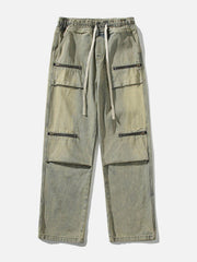 Zip Pocket Drawstring Jeans
