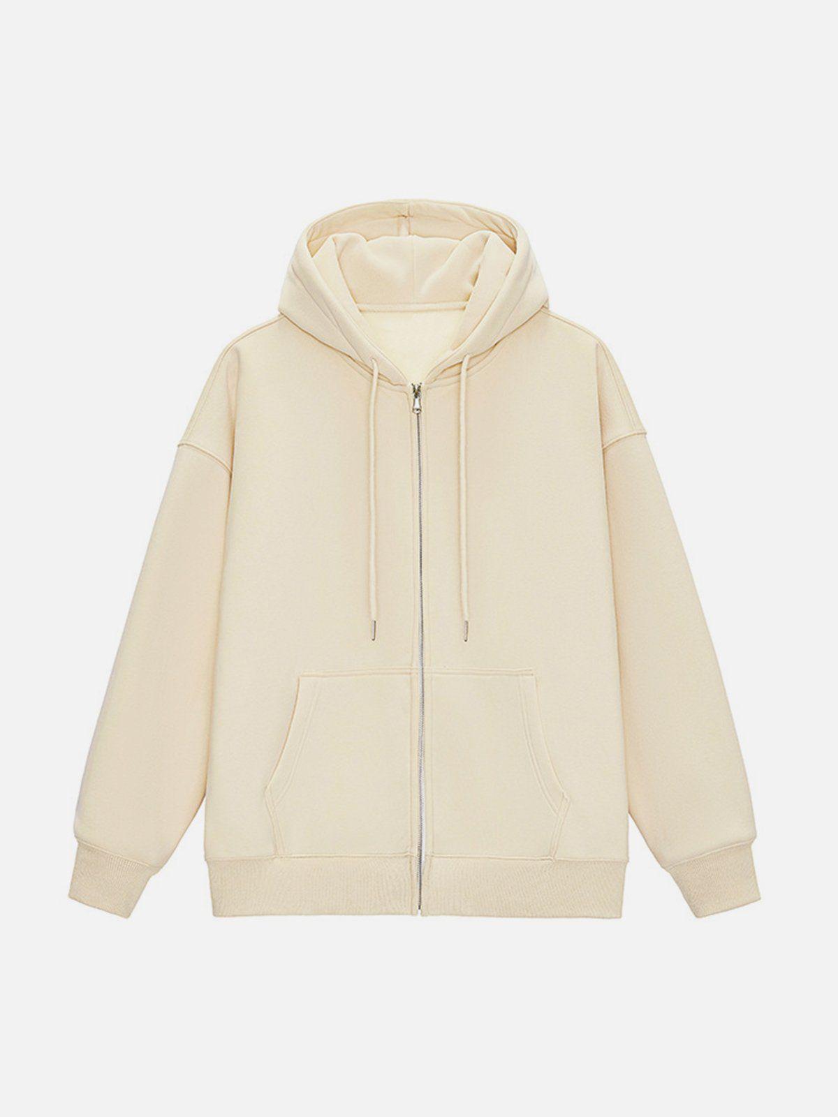 ZIP UP Solid Color Hoodie