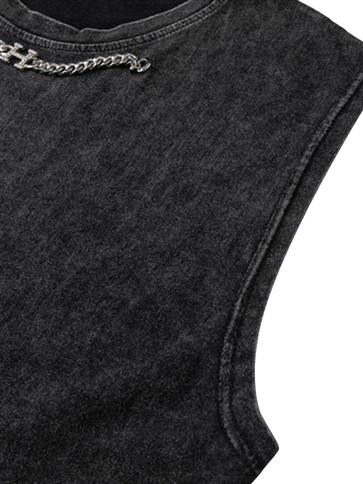 ThesupermadeVintage Metallic Phantom Letter Distressed Washed Vest