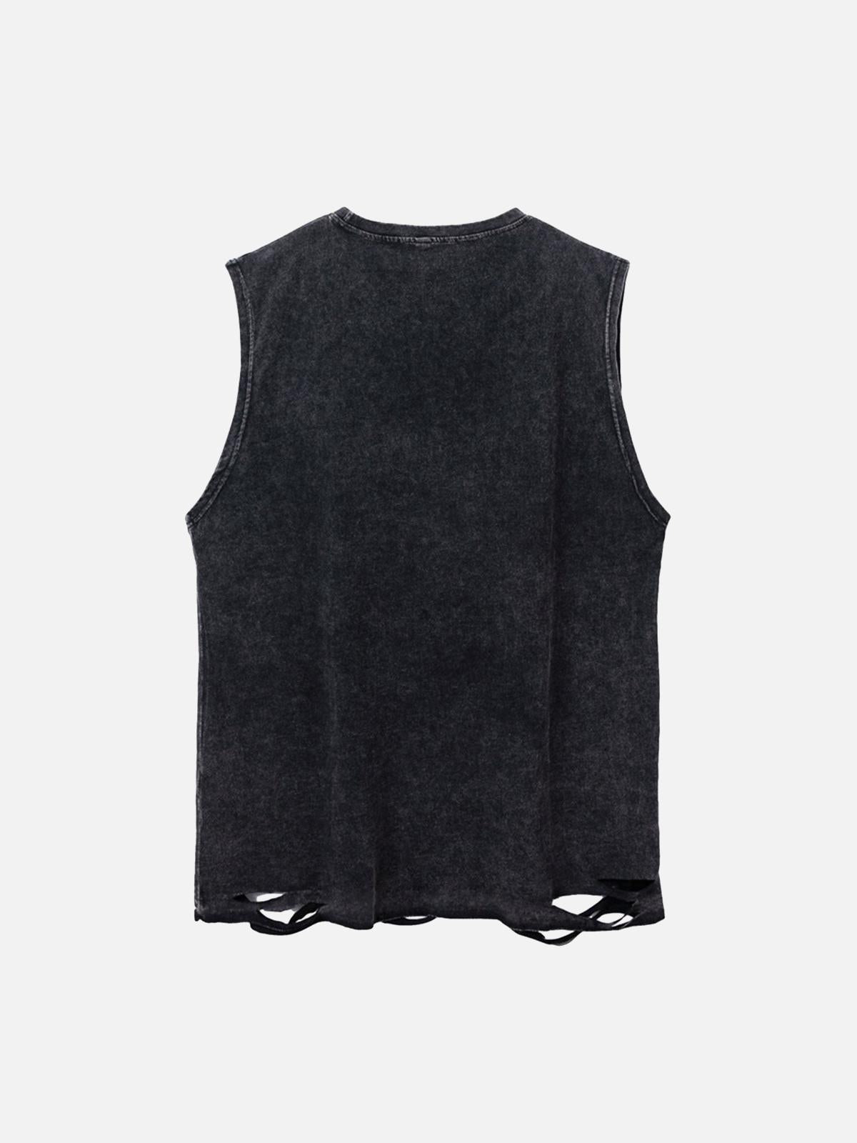 ThesupermadeVintage Metallic Phantom Letter Distressed Washed Vest
