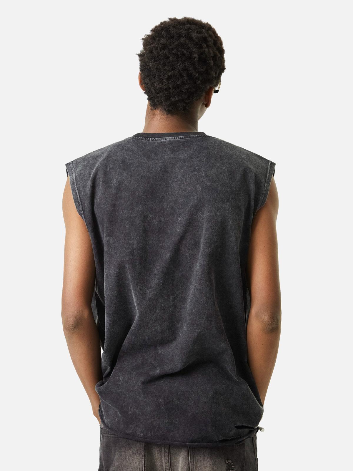 ThesupermadeVintage Metallic Phantom Letter Distressed Washed Vest
