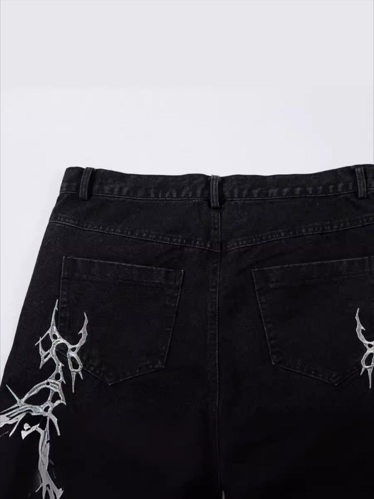 Thorn Embroidered Straight-Leg Jeans