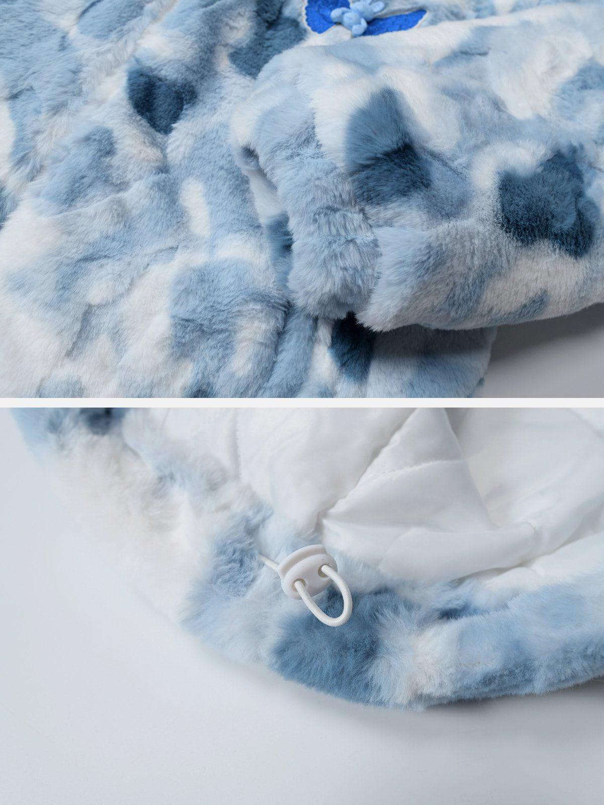 Tie Dye Angel Bunny Label Sherpa Coat