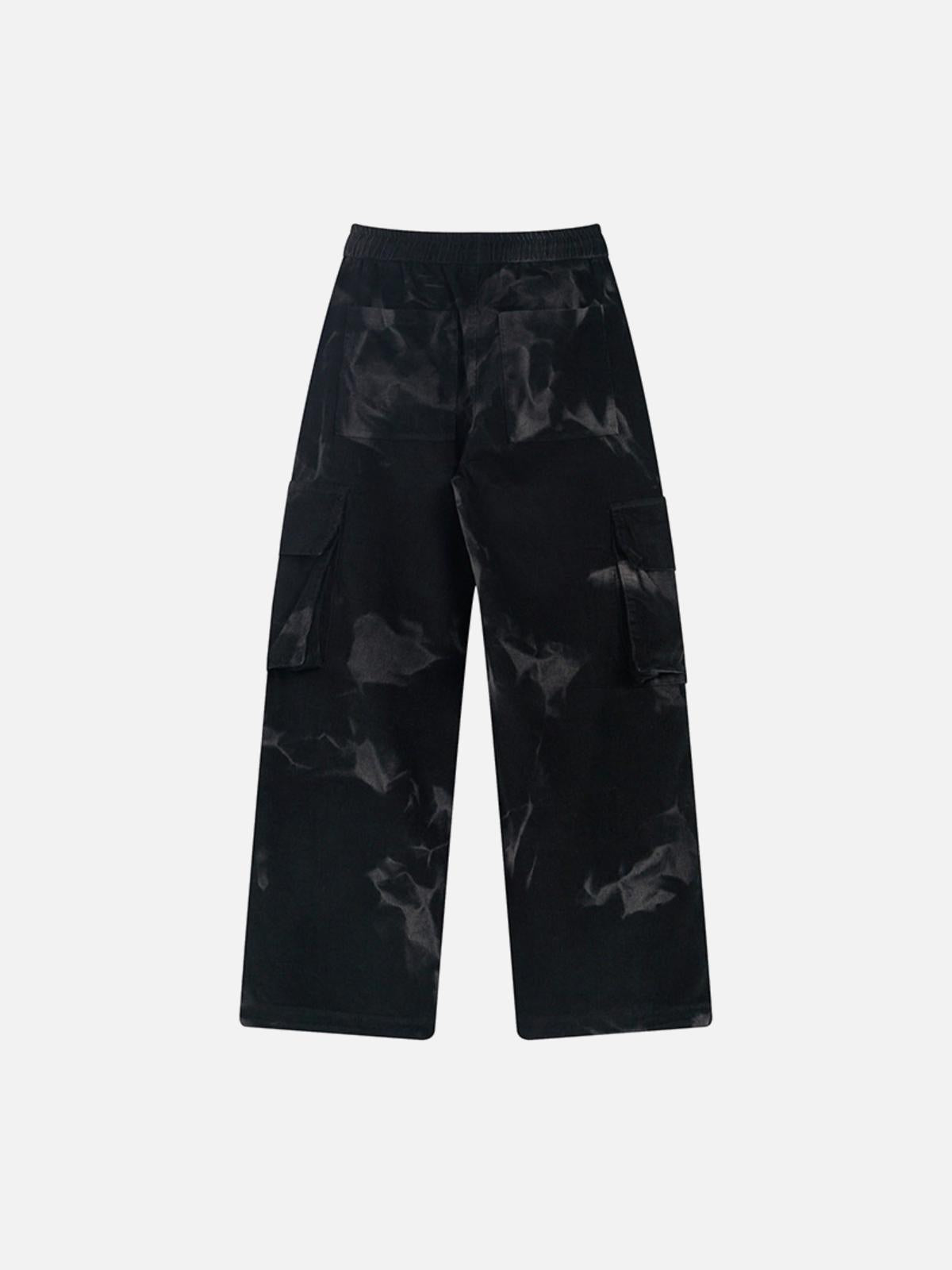 Tie-Dye Pleated Corduroy Multi-Pocket Pants