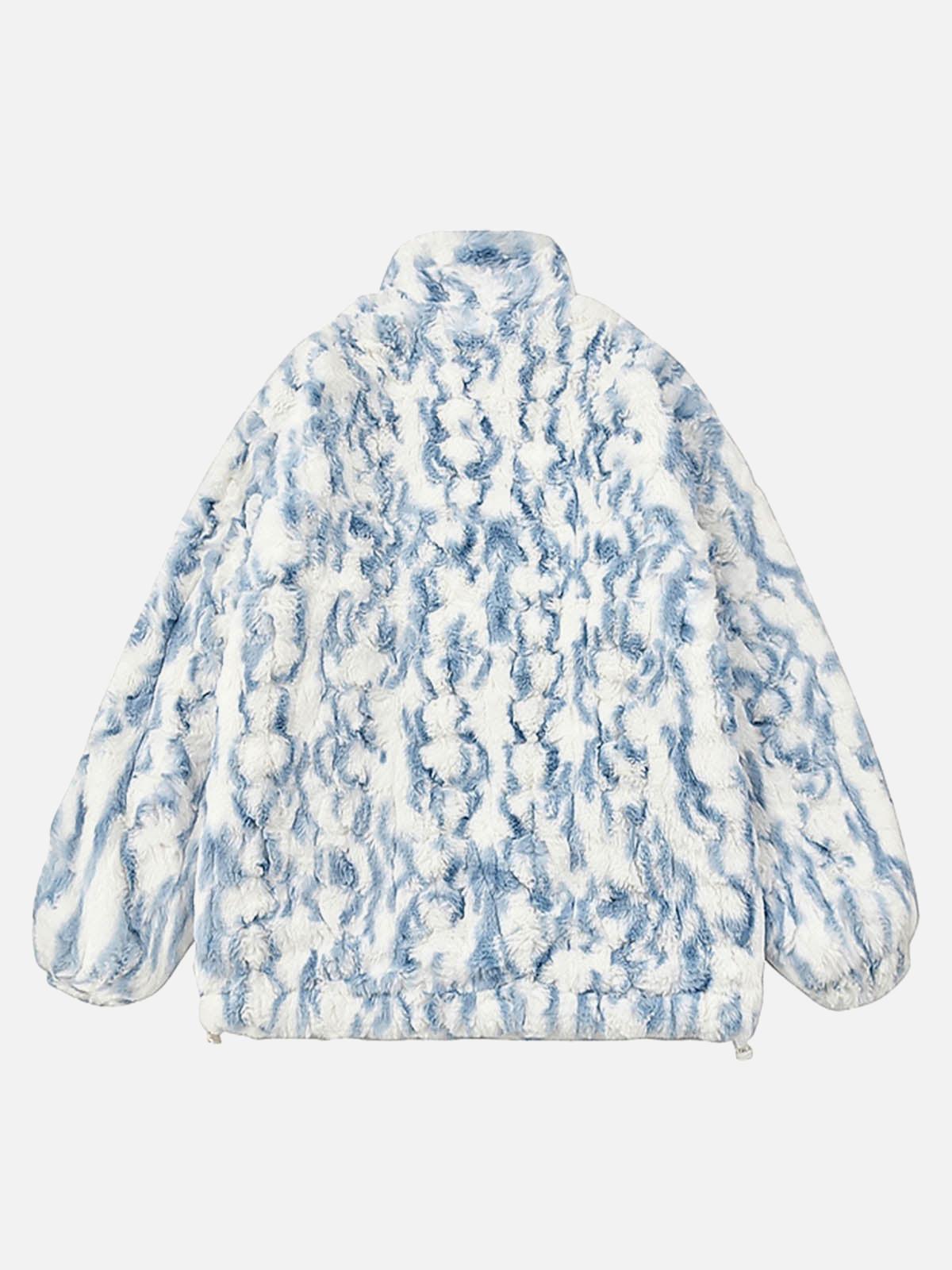 Tie-Dye Stand Collar Sherpa Jacket