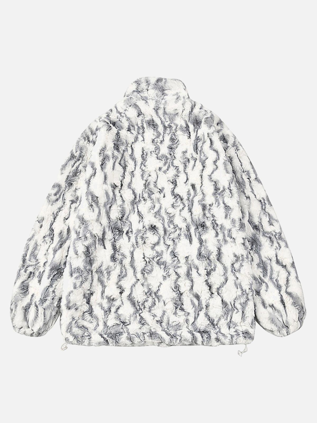 Tie-Dye Stand Collar Sherpa Jacket