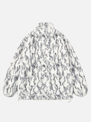 Tie-Dye Stand Collar Sherpa Jacket
