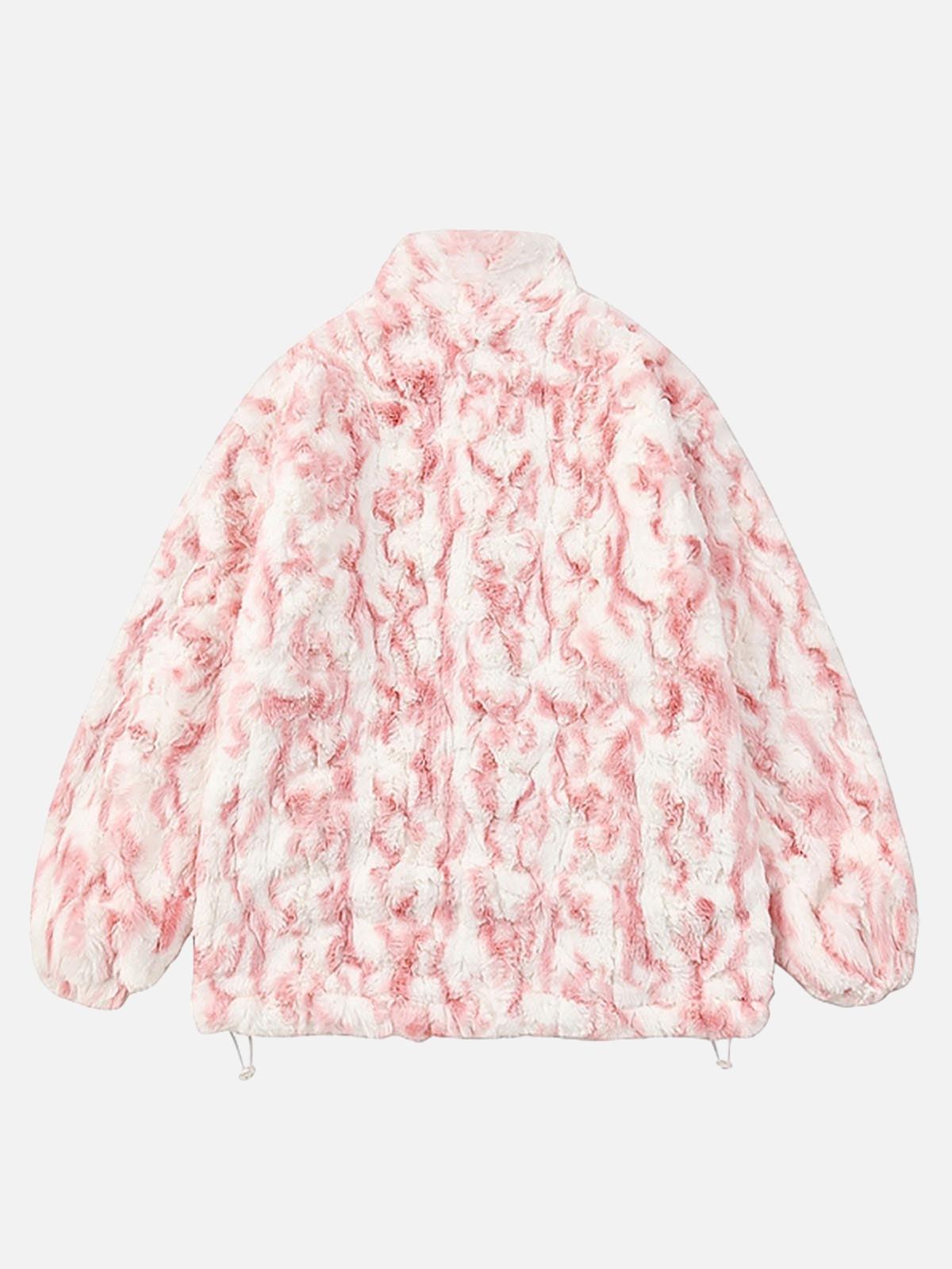 Tie-Dye Stand Collar Sherpa Jacket
